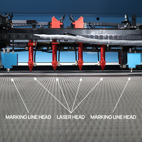 Quatro cabeçotes de laser + dispositivo de marcação de 2 linhas